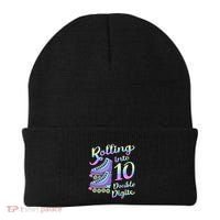 10th Birthday Rolling Into 10 Double Digits Roller Skate Beanie thumb 0