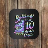 10th Birthday Rolling Into 10 Double Digits Roller Skate Coaster thumb 0