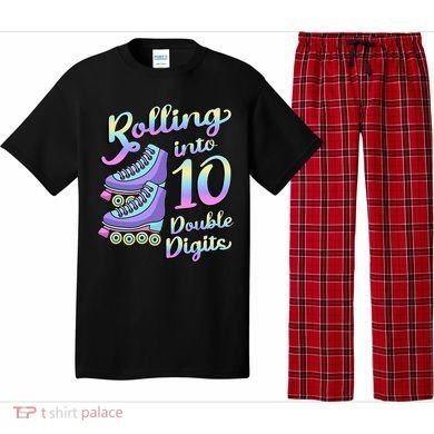10th Birthday Rolling Into 10 Double Digits Roller Skate Pajama Set