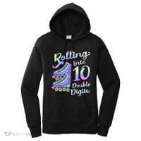 10th Birthday Rolling Into 10 Double Digits Roller Skate Women's Hoodie thumb 0