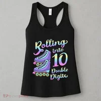 10th Birthday Rolling Into 10 Double Digits Roller Skate Women's Tank Top thumb 3