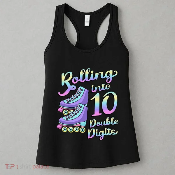10th Birthday Rolling Into 10 Double Digits Roller Skate Women's Tank Top