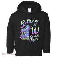 10th Birthday Rolling Into 10 Double Digits Roller Skate Toddler Hoodie thumb 0