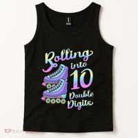 10th Birthday Rolling Into 10 Double Digits Roller Skate Tank Top thumb 2