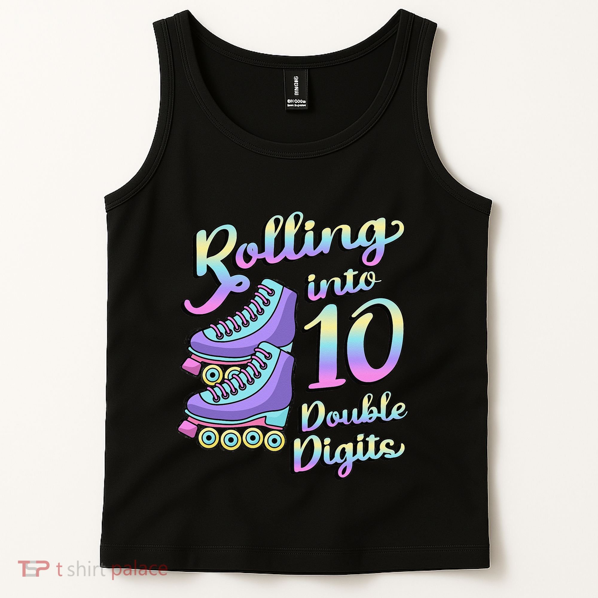 10th Birthday Rolling Into 10 Double Digits Roller Skate Tank Top