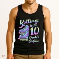 10th Birthday Rolling Into 10 Double Digits Roller Skate Tank Top thumb 3