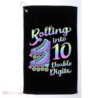 10th Birthday Rolling Into 10 Double Digits Roller Skate Golf Towel thumb 0