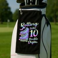 10th Birthday Rolling Into 10 Double Digits Roller Skate Golf Towel thumb 2
