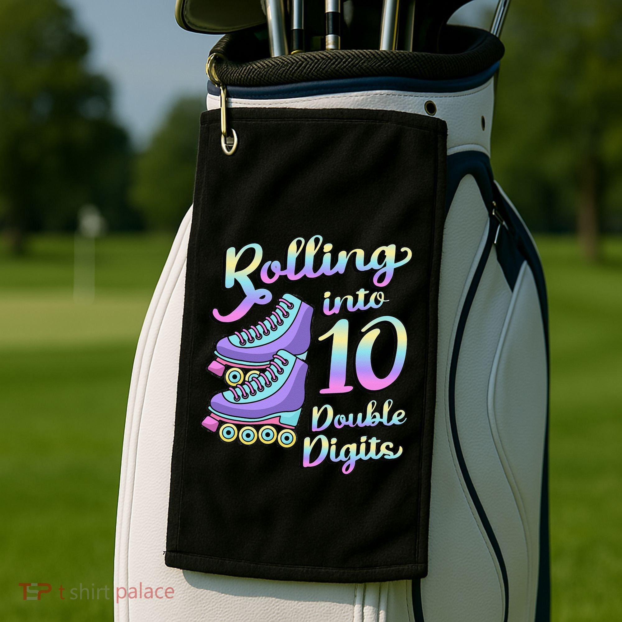 10th Birthday Rolling Into 10 Double Digits Roller Skate Golf Towel