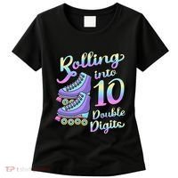 10th Birthday Rolling Into 10 Double Digits Roller Skate Women's T-Shirt thumb 0