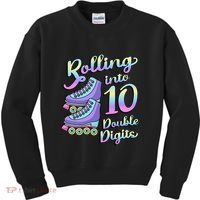 10th Birthday Rolling Into 10 Double Digits Roller Skate Kids Sweatshirt thumb 0