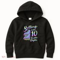 10th Birthday Rolling Into 10 Double Digits Roller Skate Kids Hoodie thumb 0