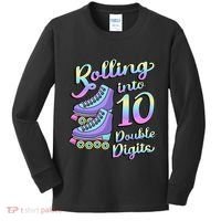 10th Birthday Rolling Into 10 Double Digits Roller Skate Kids Long Sleeve Shirt thumb 0