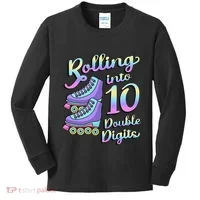 10th Birthday Rolling Into 10 Double Digits Roller Skate Kids Long Sleeve Shirt thumb 0