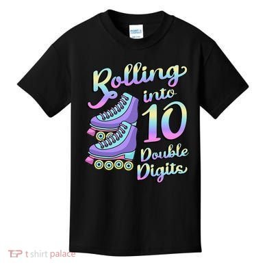 10th Birthday Rolling Into 10 Double Digits Roller Skate Kids T-Shirt