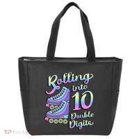 10th Birthday Rolling Into 10 Double Digits Roller Skate Tote Bag thumb 0