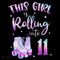 11th Bday Rolling Into 11 Birthday Girl Roller Skate Party Stripe Pom Pom Beanie thumb 2