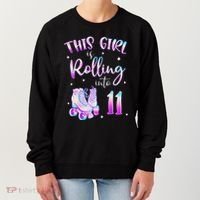 11th Bday Rolling Into 11 Birthday Girl Roller Skate Party Women's Sweatshirt thumb 0
