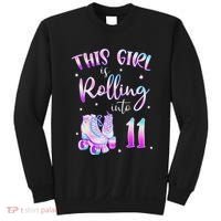 11th Bday Rolling Into 11 Birthday Girl Roller Skate Party Sweatshirt thumb 0