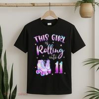 11th Bday Rolling Into 11 Birthday Girl Roller Skate Party T-Shirt thumb 2