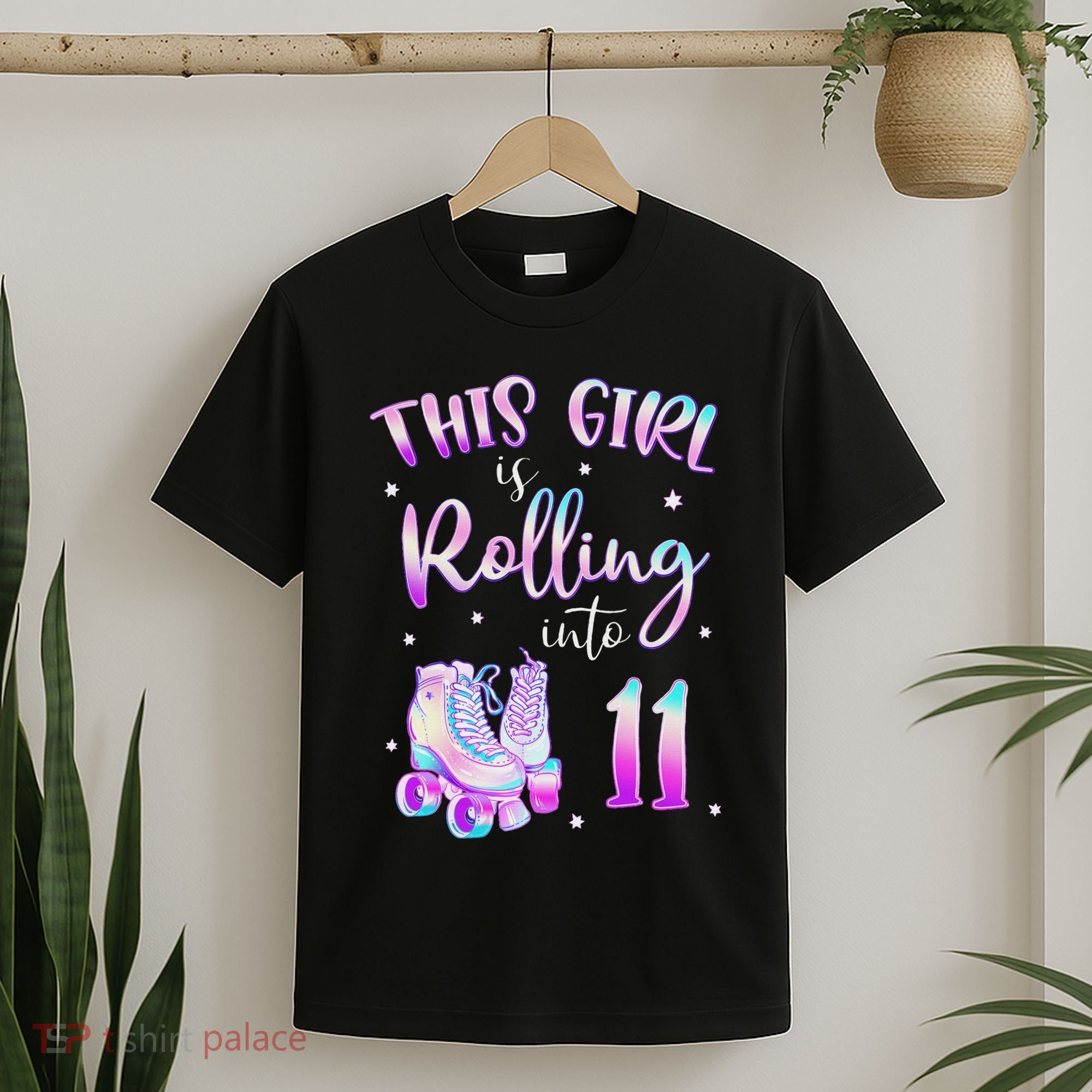 11th Bday Rolling Into 11 Birthday Girl Roller Skate Party T-Shirt