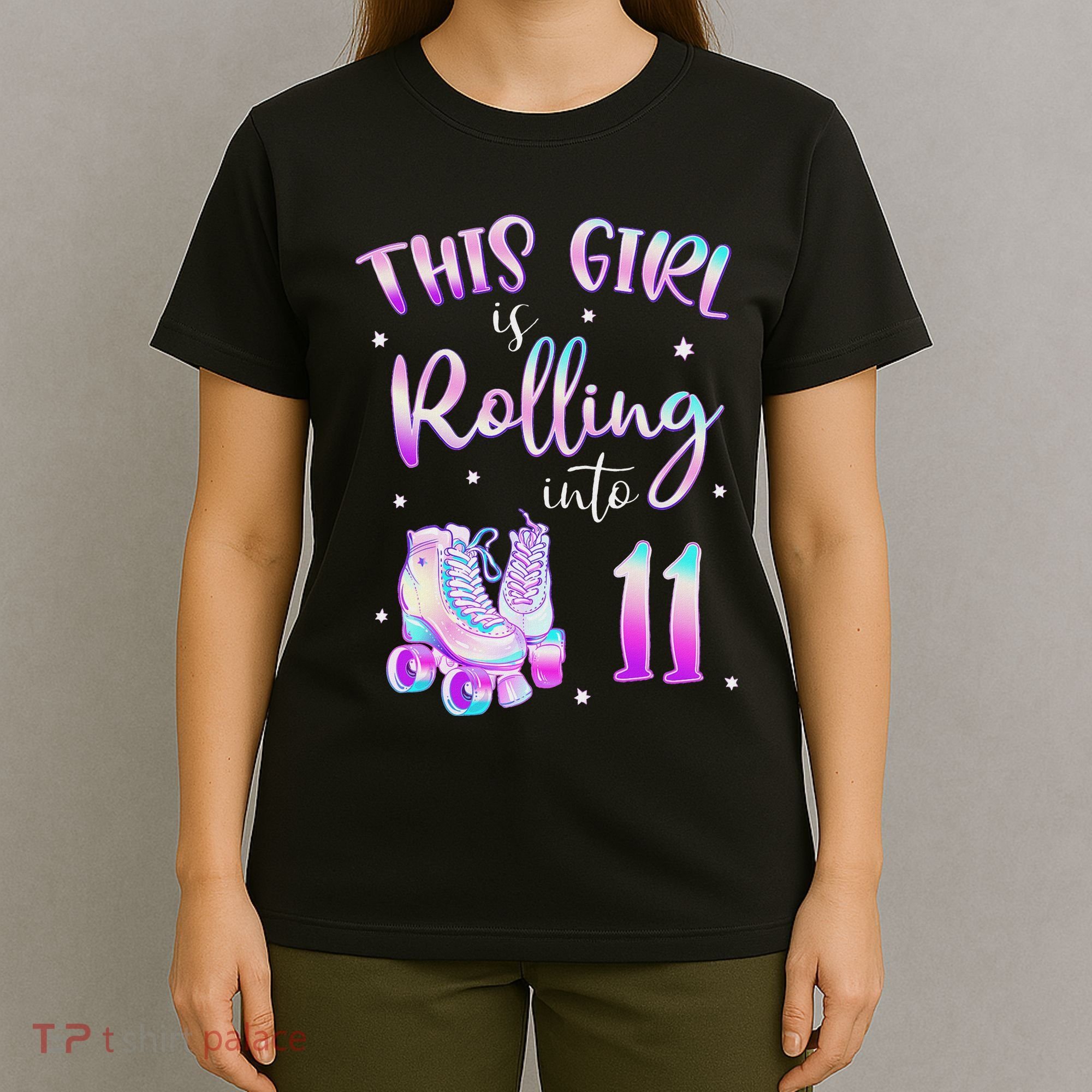 11th Bday Rolling Into 11 Birthday Girl Roller Skate Party T-Shirt