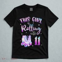 11th Bday Rolling Into 11 Birthday Girl Roller Skate Party T-Shirt thumb 5