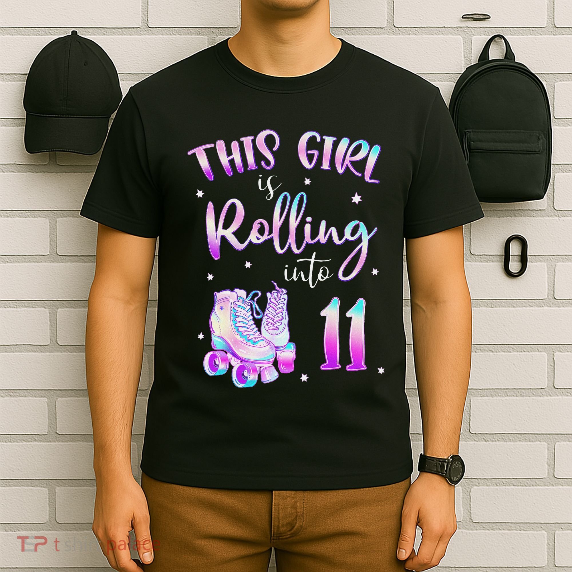 11th Bday Rolling Into 11 Birthday Girl Roller Skate Party T-Shirt