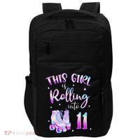 11th Bday Rolling Into 11 Birthday Girl Roller Skate Party Impact Tech Backpack thumb 0
