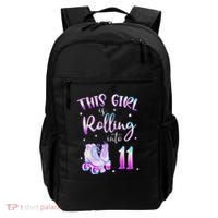11th Bday Rolling Into 11 Birthday Girl Roller Skate Party Backpack thumb 0