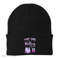 11th Bday Rolling Into 11 Birthday Girl Roller Skate Party Beanie thumb 0