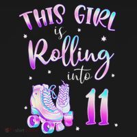 11th Bday Rolling Into 11 Birthday Girl Roller Skate Party Coaster thumb 2