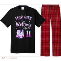 11th Bday Rolling Into 11 Birthday Girl Roller Skate Party Pajama Set thumb 0