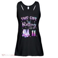 11th Bday Rolling Into 11 Birthday Girl Roller Skate Party Ladies Essential Flowy Tank thumb 0