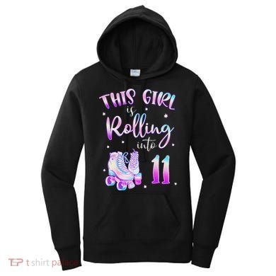 11th Bday Rolling Into 11 Birthday Girl Roller Skate Party Women's Hoodie