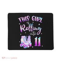 11th Bday Rolling Into 11 Birthday Girl Roller Skate Party Mousepad thumb 0