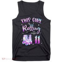 11th Bday Rolling Into 11 Birthday Girl Roller Skate Party Tank Top thumb 0