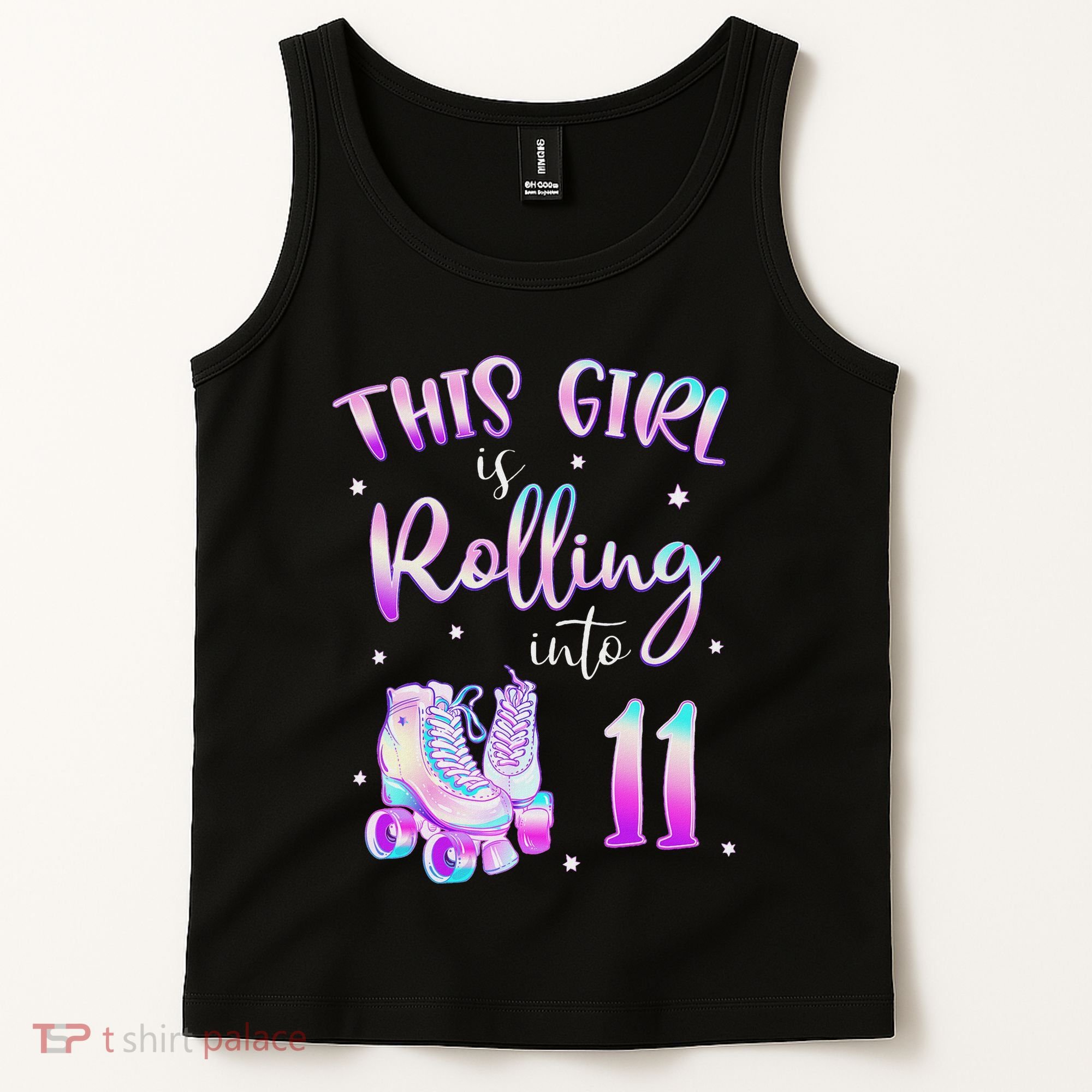11th Bday Rolling Into 11 Birthday Girl Roller Skate Party Tank Top