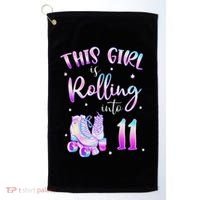 11th Bday Rolling Into 11 Birthday Girl Roller Skate Party Golf Towel thumb 0