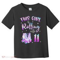 11th Bday Rolling Into 11 Birthday Girl Roller Skate Party Toddler T-Shirt thumb 0