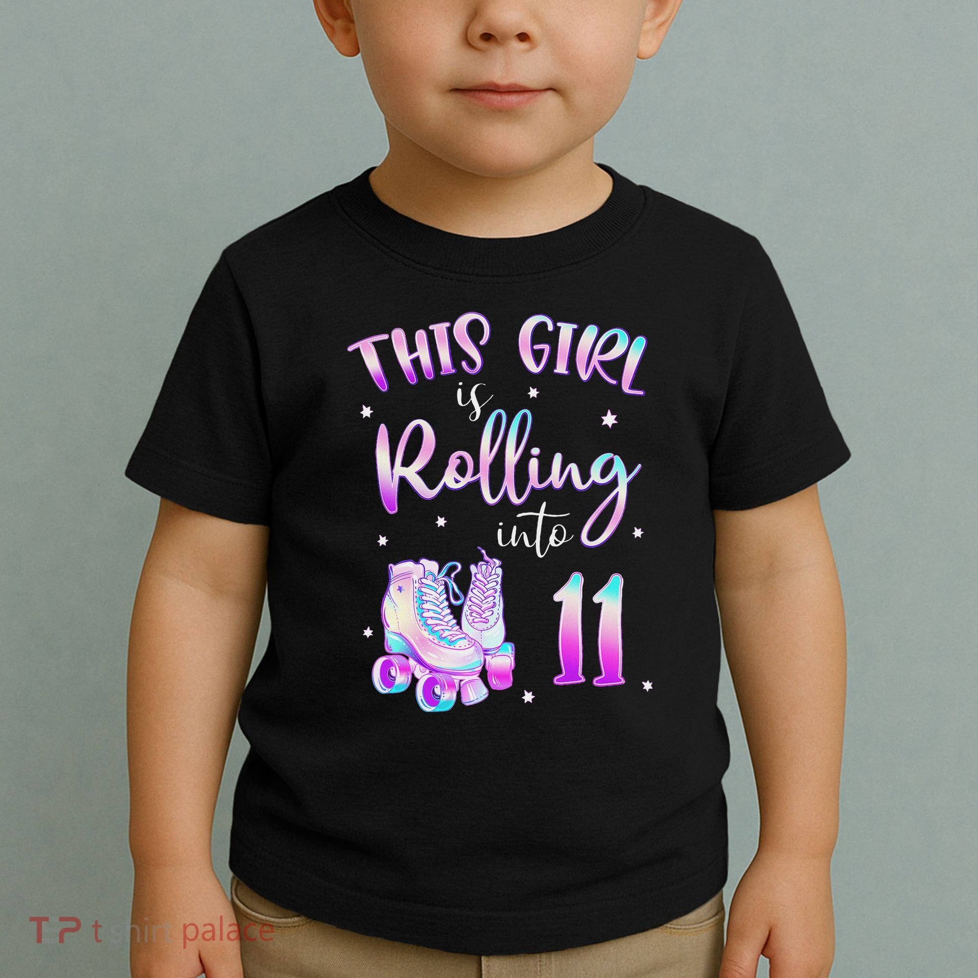 11th Bday Rolling Into 11 Birthday Girl Roller Skate Party Toddler T-Shirt