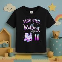 11th Bday Rolling Into 11 Birthday Girl Roller Skate Party Toddler T-Shirt thumb 3