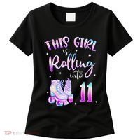 11th Bday Rolling Into 11 Birthday Girl Roller Skate Party Women's T-Shirt thumb 0