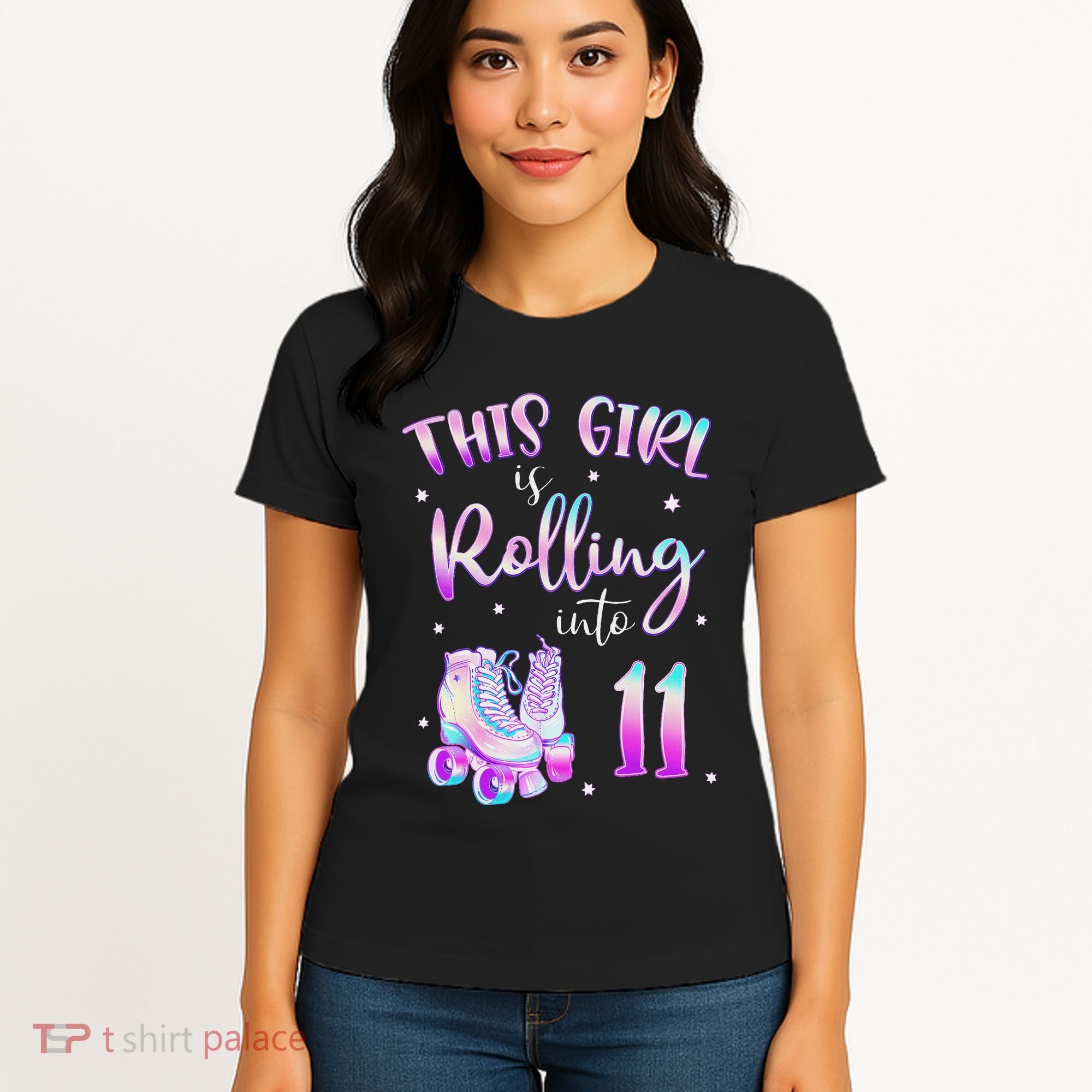 11th Bday Rolling Into 11 Birthday Girl Roller Skate Party Women's T-Shirt