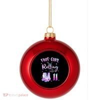 11th Bday Rolling Into 11 Birthday Girl Roller Skate Party Plastic Christmas Ball Ornament thumb 0