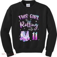 11th Bday Rolling Into 11 Birthday Girl Roller Skate Party Kids Sweatshirt thumb 0