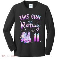 11th Bday Rolling Into 11 Birthday Girl Roller Skate Party Kids Long Sleeve Shirt thumb 0
