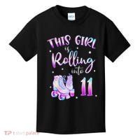 11th Bday Rolling Into 11 Birthday Girl Roller Skate Party Kids T-Shirt thumb 0