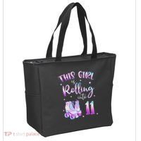 11th Bday Rolling Into 11 Birthday Girl Roller Skate Party Tote Bag thumb 2