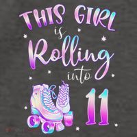 11th Bday Rolling Into 11 Birthday Girl Roller Skate Party Vector Backpack thumb 2